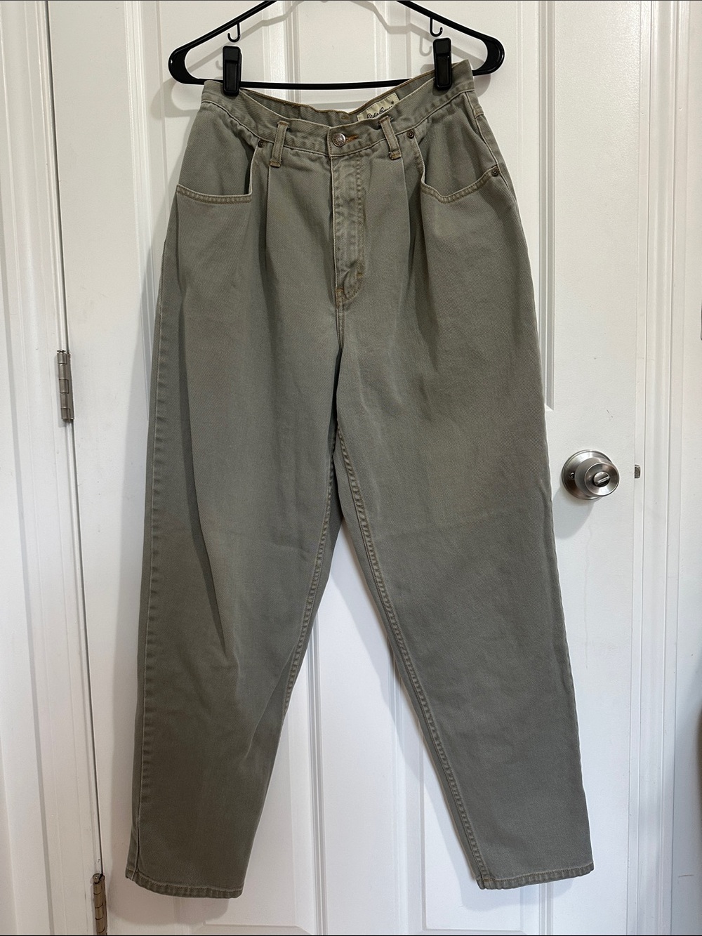 Vintage Eddie Bauer Pleated Denim Pants Sage Green High Rise Jeans - Size 12